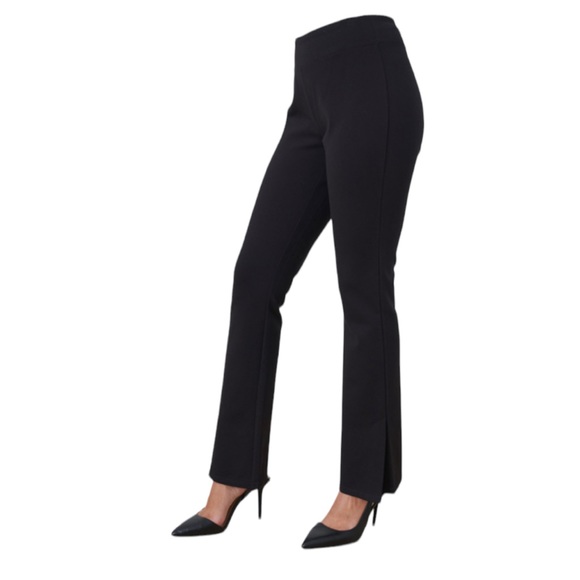 Cleo Petites Side Slit Ponte Legging Black Pull On Pants Womens Size Small - Picture 2 of 10